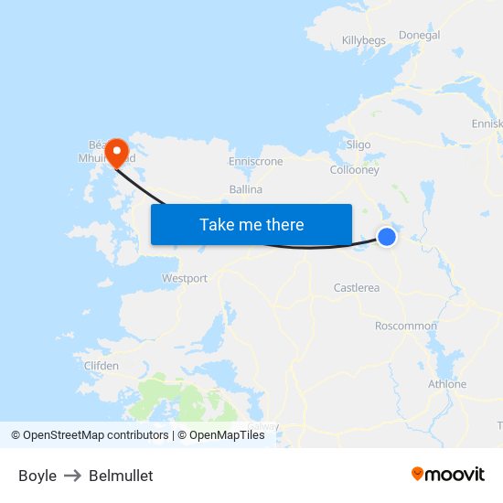 Boyle to Belmullet map