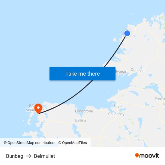 Bunbeg to Belmullet map
