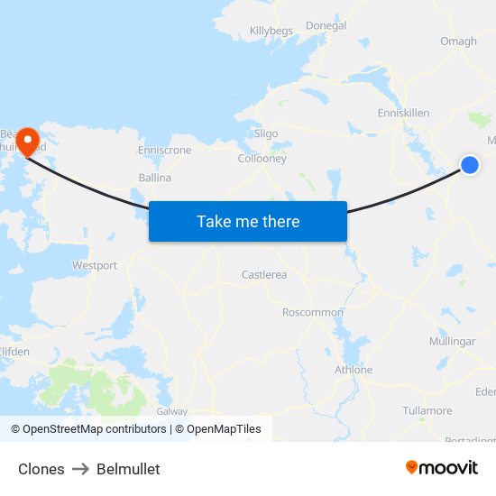 Clones to Belmullet map