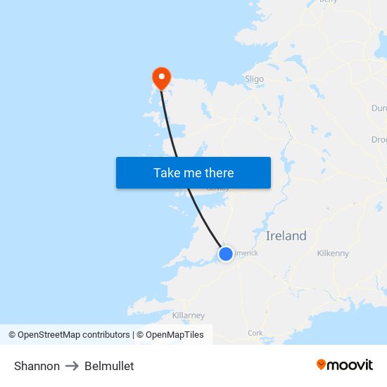 Shannon to Belmullet map