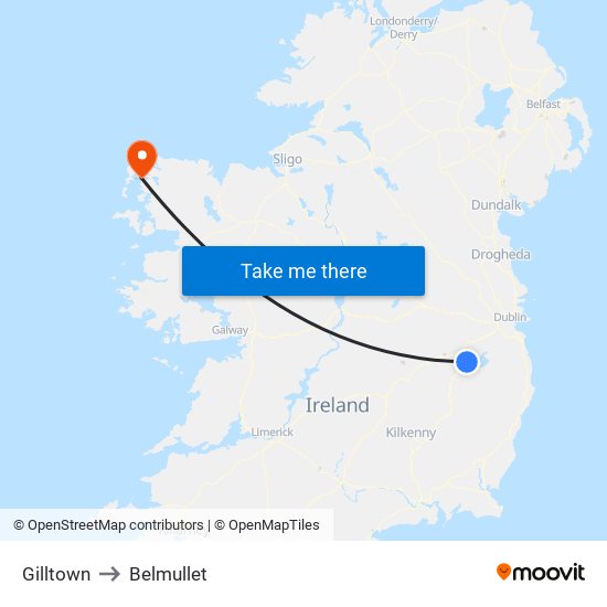 Gilltown to Belmullet map