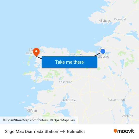 Sligo Mac Diarmada Station to Belmullet map