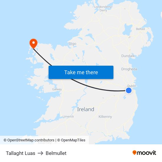 Tallaght Luas to Belmullet map
