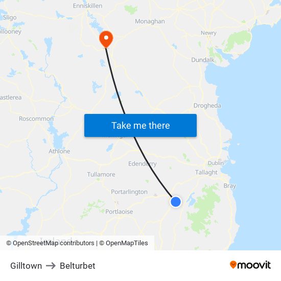 Gilltown to Belturbet map