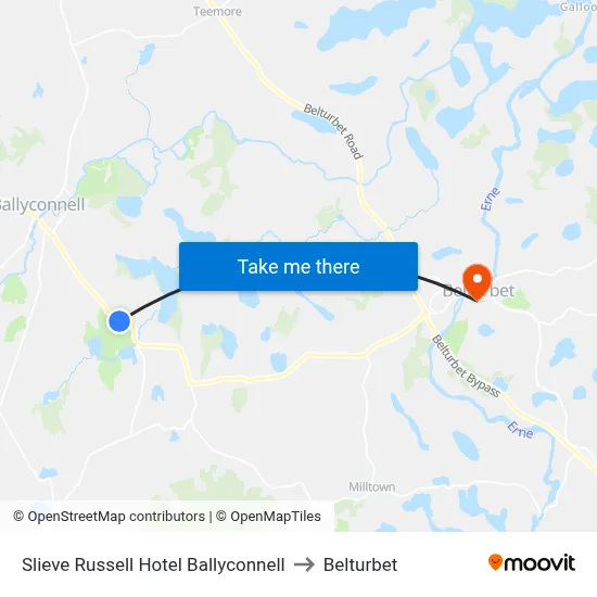Slieve Russell Hotel Ballyconnell to Belturbet map