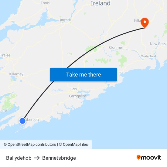 Ballydehob to Bennetsbridge map