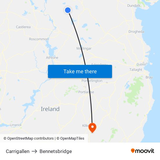 Carrigallen to Bennetsbridge map