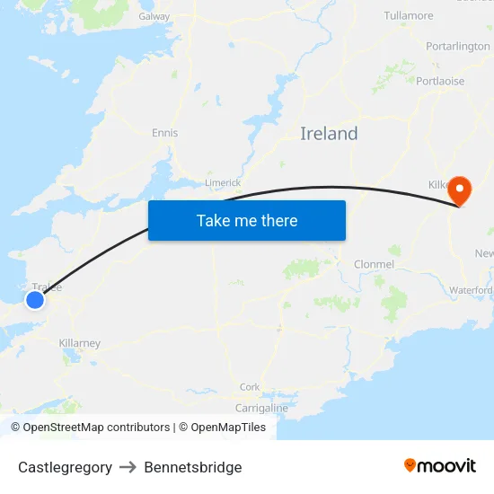 Castlegregory to Bennetsbridge map
