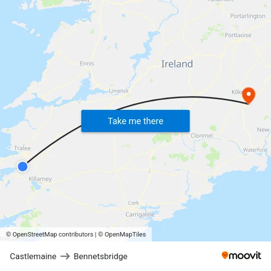 Castlemaine to Bennetsbridge map
