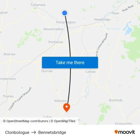 Clonbologue to Bennetsbridge map