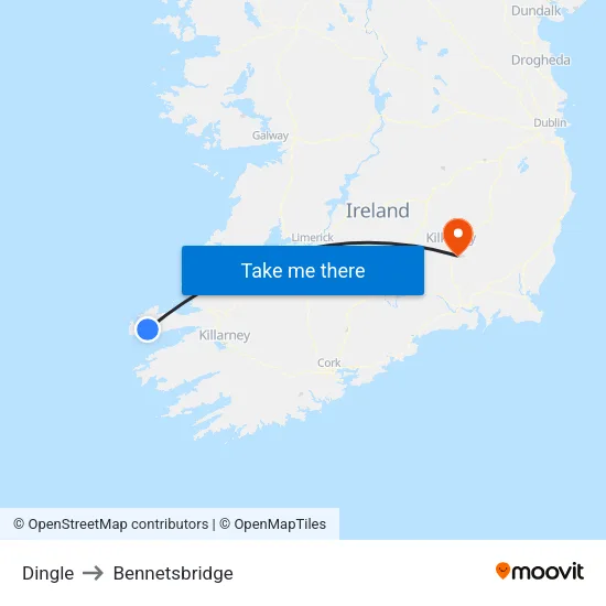 Dingle to Bennetsbridge map