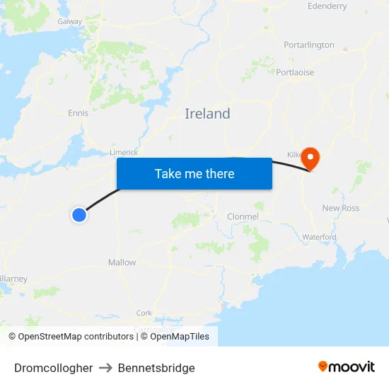 Dromcollogher to Bennetsbridge map