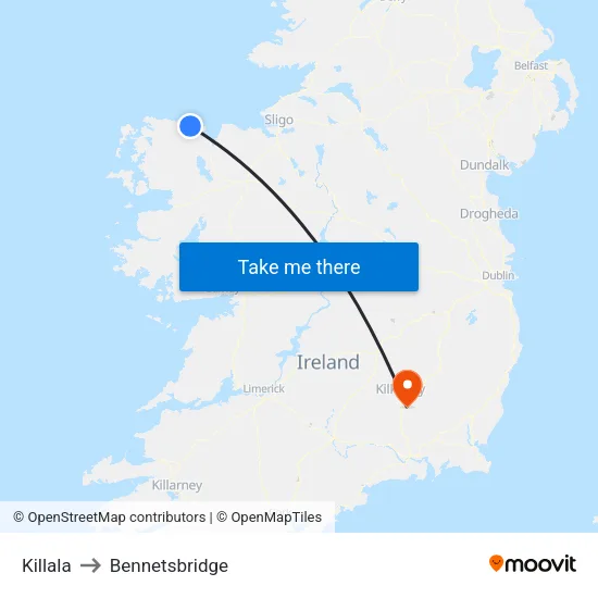Killala to Bennetsbridge map