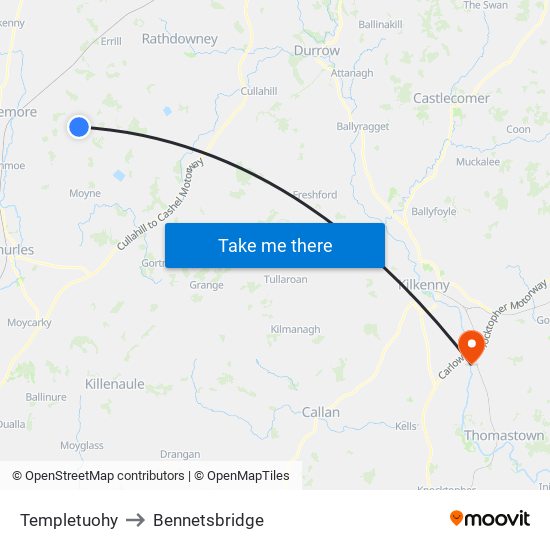 Templetuohy to Bennetsbridge map