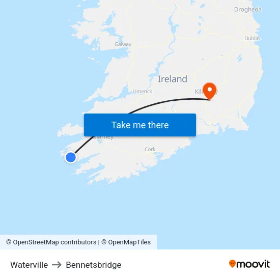 Waterville to Bennetsbridge map