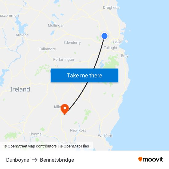 Dunboyne to Bennetsbridge map