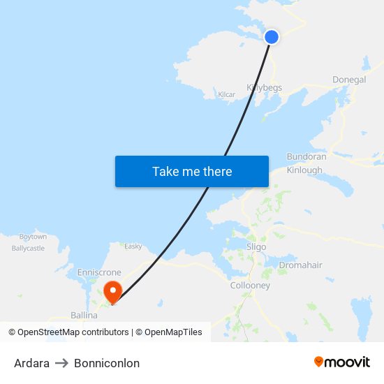 Ardara to Bonniconlon map