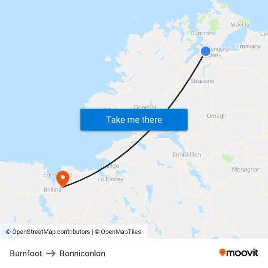 Burnfoot to Bonniconlon map