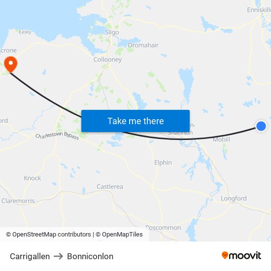 Carrigallen to Bonniconlon map