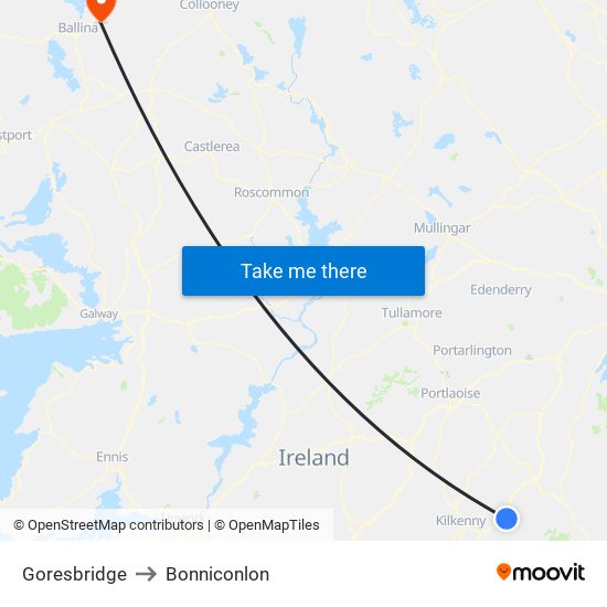 Goresbridge to Bonniconlon map