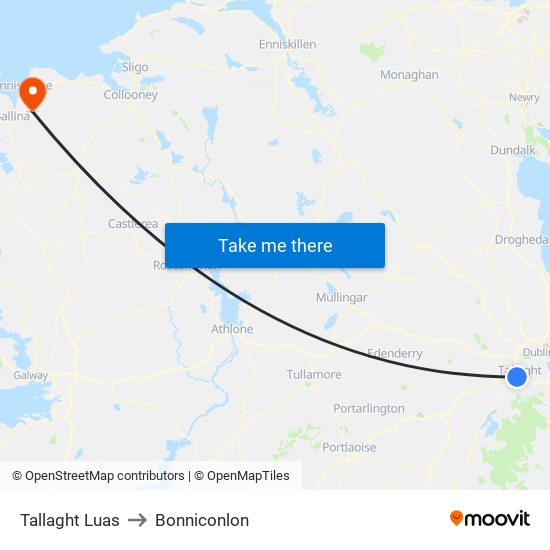Tallaght Luas to Bonniconlon map