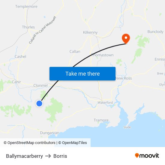 Ballymacarberry to Borris map