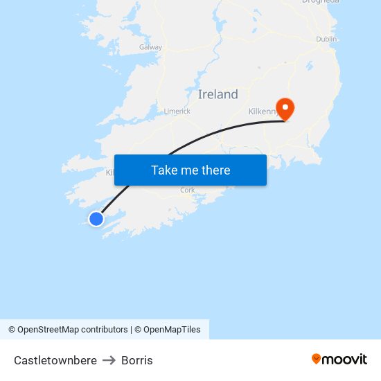 Castletownbere to Borris map