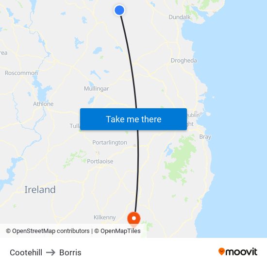 Cootehill to Borris map
