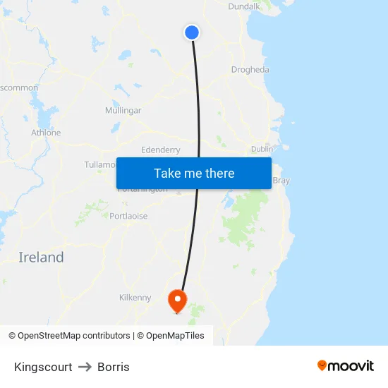Kingscourt to Borris map