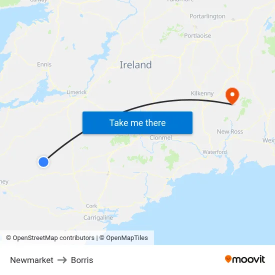 Newmarket to Borris map