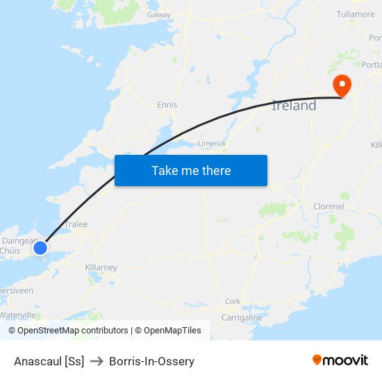 Anascaul [Ss] to Borris-In-Ossery map