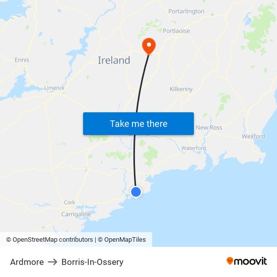 Ardmore to Borris-In-Ossery map