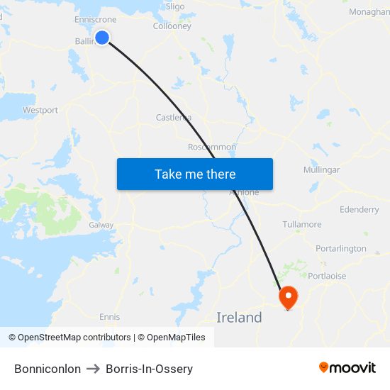 Bonniconlon to Borris-In-Ossery map