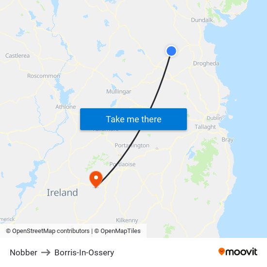 Nobber to Borris-In-Ossery map