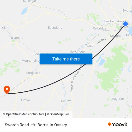 Swords Road to Borris-In-Ossery map