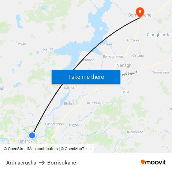 Ardnacrusha to Borrisokane map