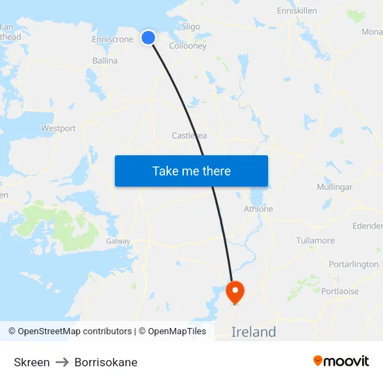 Skreen to Borrisokane map