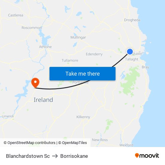 Blanchardstown Sc to Borrisokane map