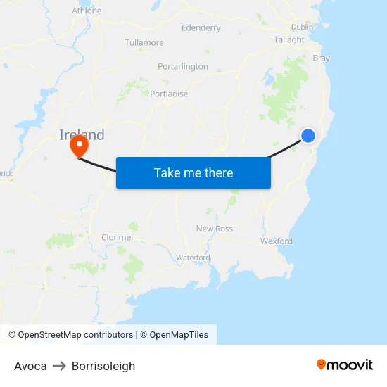 Avoca to Borrisoleigh map