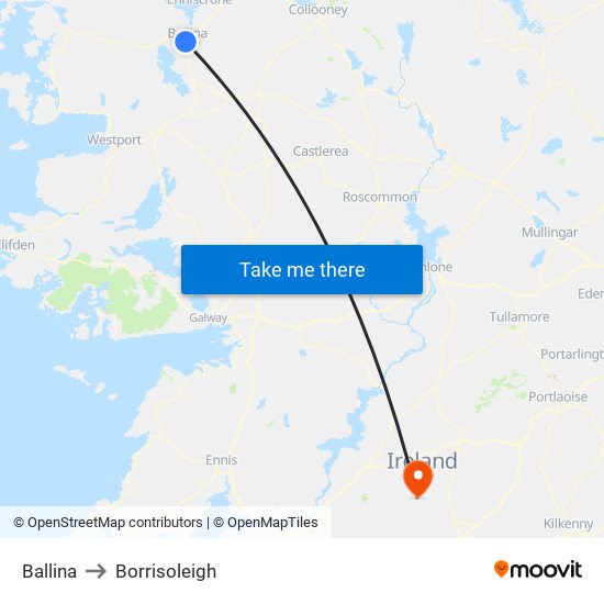 Ballina to Borrisoleigh map