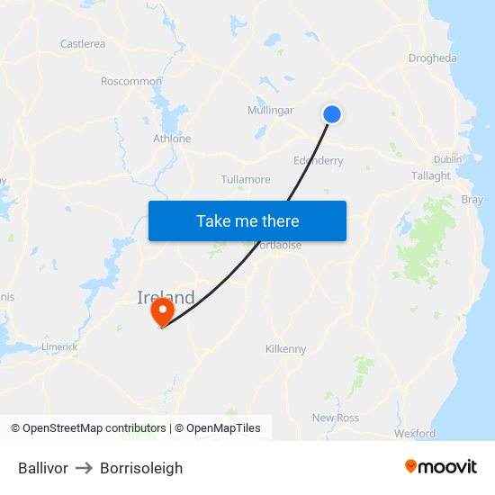 Ballivor to Borrisoleigh map