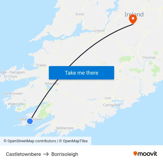 Castletownbere to Borrisoleigh map