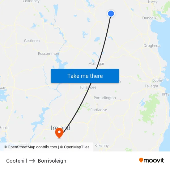 Cootehill to Borrisoleigh map