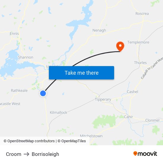 Croom to Borrisoleigh map