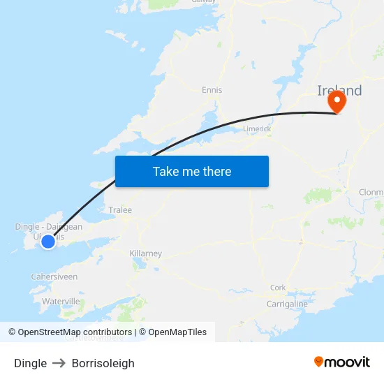 Dingle to Borrisoleigh map