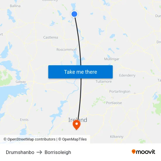 Drumshanbo to Borrisoleigh map