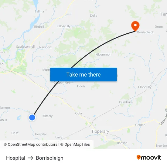 Hospital to Borrisoleigh map