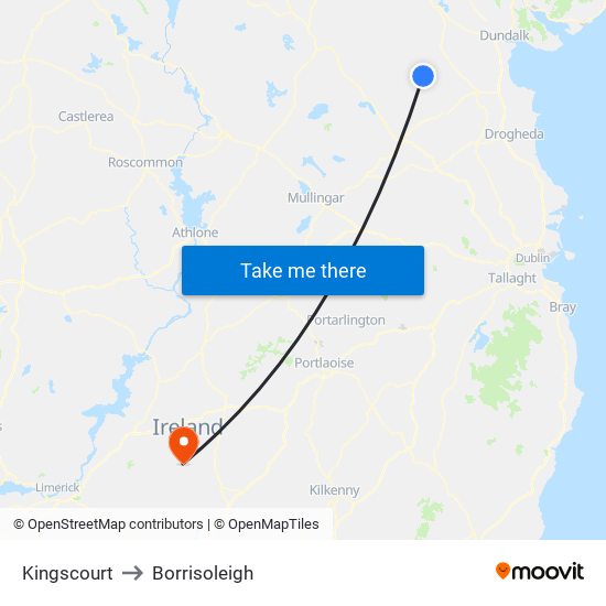 Kingscourt to Borrisoleigh map