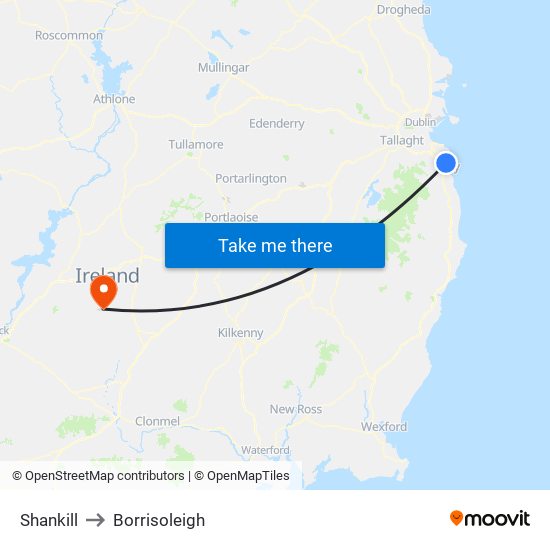 Shankill to Borrisoleigh map