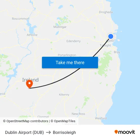 Dublin Airport (DUB) to Borrisoleigh map